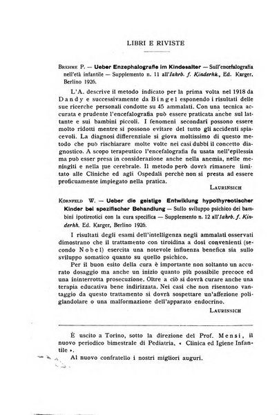 La pediatria periodico mensile indirizzato al progresso degli studi sulle malattie dei bambini