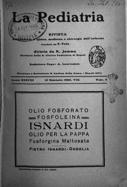 La pediatria periodico mensile indirizzato al progresso degli studi sulle malattie dei bambini