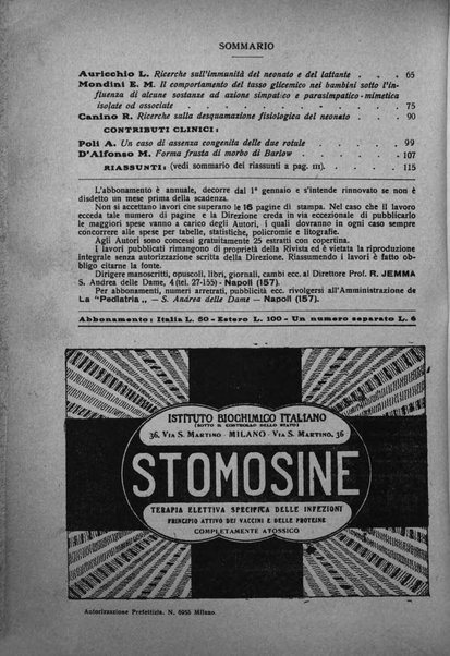 La pediatria periodico mensile indirizzato al progresso degli studi sulle malattie dei bambini