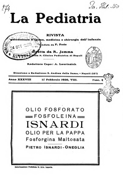 La pediatria periodico mensile indirizzato al progresso degli studi sulle malattie dei bambini