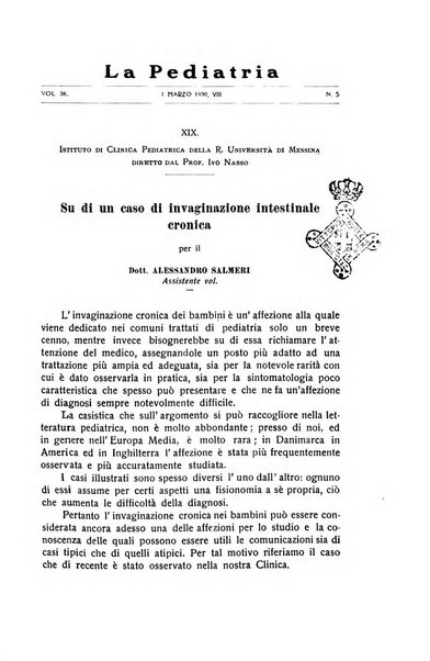 La pediatria periodico mensile indirizzato al progresso degli studi sulle malattie dei bambini