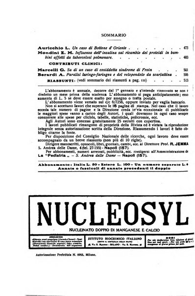 La pediatria periodico mensile indirizzato al progresso degli studi sulle malattie dei bambini