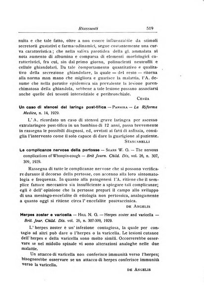 La pediatria periodico mensile indirizzato al progresso degli studi sulle malattie dei bambini