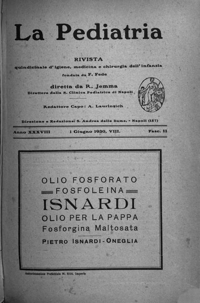 La pediatria periodico mensile indirizzato al progresso degli studi sulle malattie dei bambini