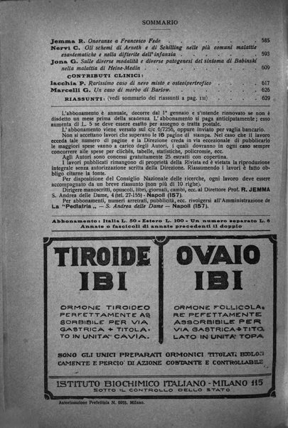 La pediatria periodico mensile indirizzato al progresso degli studi sulle malattie dei bambini