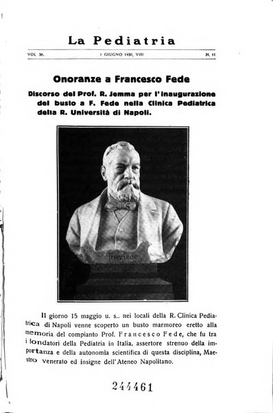 La pediatria periodico mensile indirizzato al progresso degli studi sulle malattie dei bambini