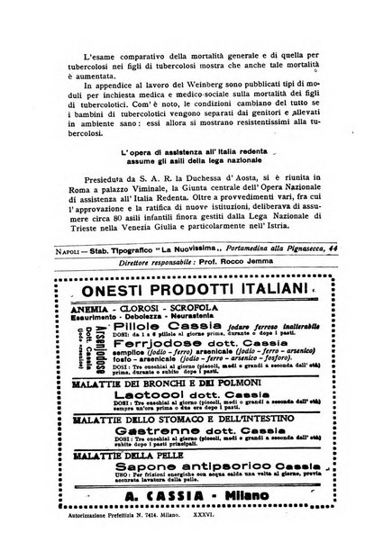 La pediatria periodico mensile indirizzato al progresso degli studi sulle malattie dei bambini