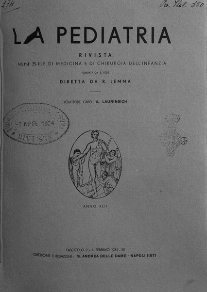 La pediatria periodico mensile indirizzato al progresso degli studi sulle malattie dei bambini