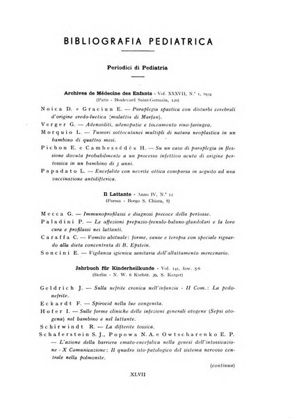 La pediatria periodico mensile indirizzato al progresso degli studi sulle malattie dei bambini