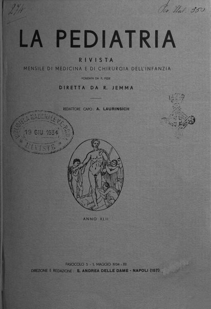 La pediatria periodico mensile indirizzato al progresso degli studi sulle malattie dei bambini