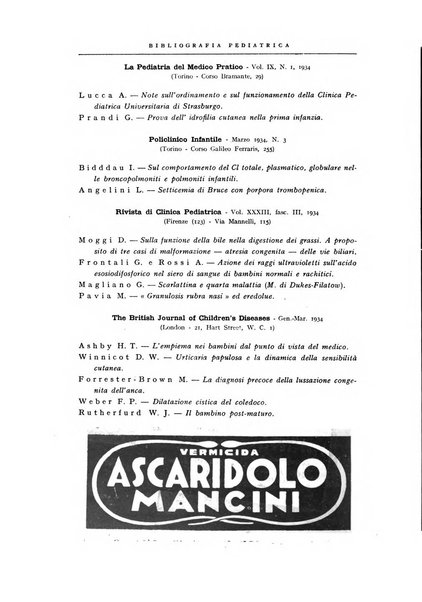 La pediatria periodico mensile indirizzato al progresso degli studi sulle malattie dei bambini