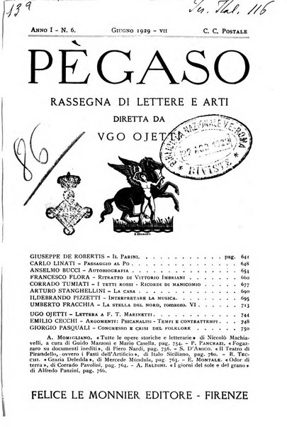 Pegaso rassegna di lettere e arti