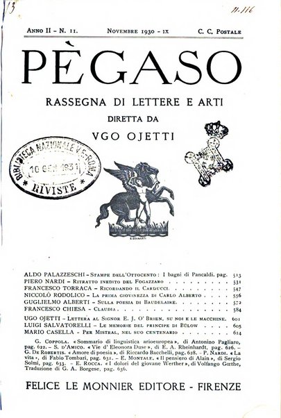 Pegaso rassegna di lettere e arti