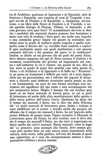 Pegaso rassegna di lettere e arti