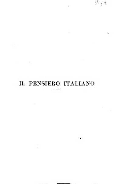 Il pensiero italiano repertorio mensile di studi applicati alla prosperità e coltura sociale