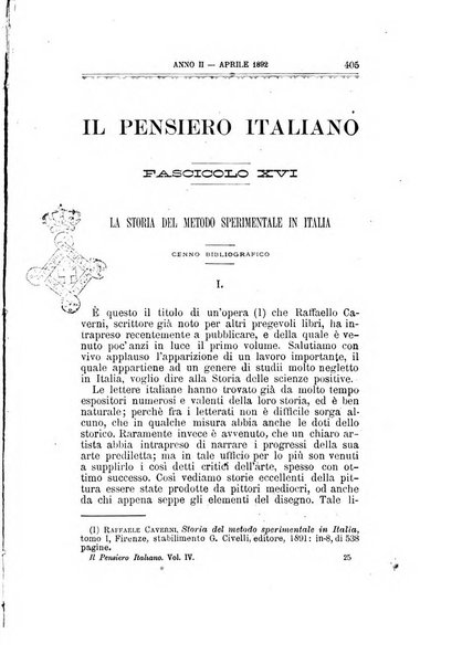 Il pensiero italiano repertorio mensile di studi applicati alla prosperità e coltura sociale