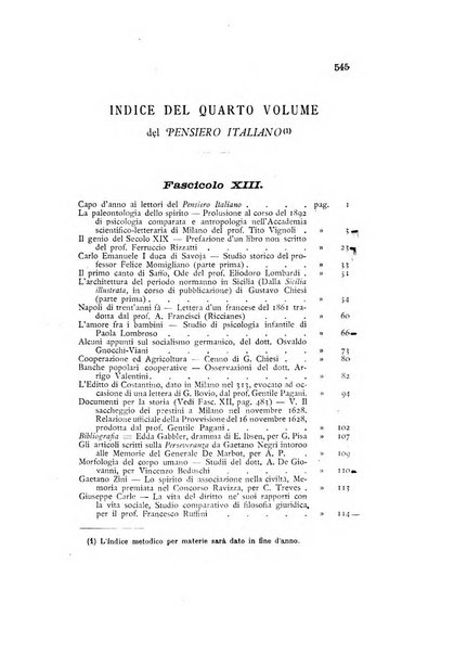 Il pensiero italiano repertorio mensile di studi applicati alla prosperità e coltura sociale