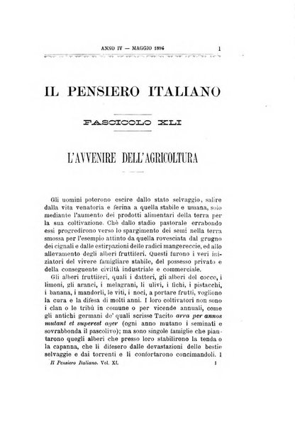 Il pensiero italiano repertorio mensile di studi applicati alla prosperità e coltura sociale