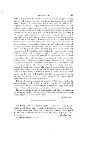 Il pensiero italiano repertorio mensile di studi applicati alla prosperità e coltura sociale