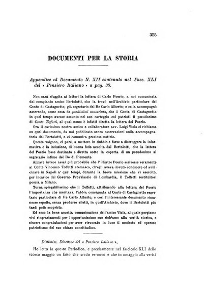 Il pensiero italiano repertorio mensile di studi applicati alla prosperità e coltura sociale