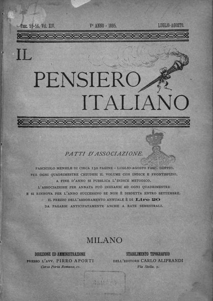 Il pensiero italiano repertorio mensile di studi applicati alla prosperità e coltura sociale