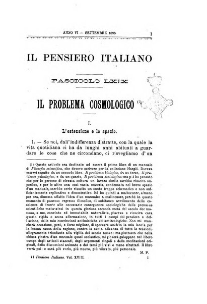 Il pensiero italiano repertorio mensile di studi applicati alla prosperità e coltura sociale