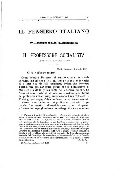 Il pensiero italiano repertorio mensile di studi applicati alla prosperità e coltura sociale