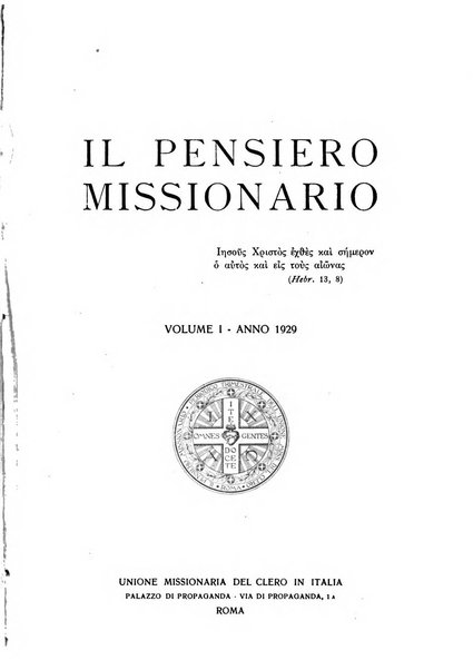 Il pensiero missionario periodico trimestrale dell'Unione missionaria del clero in Italia