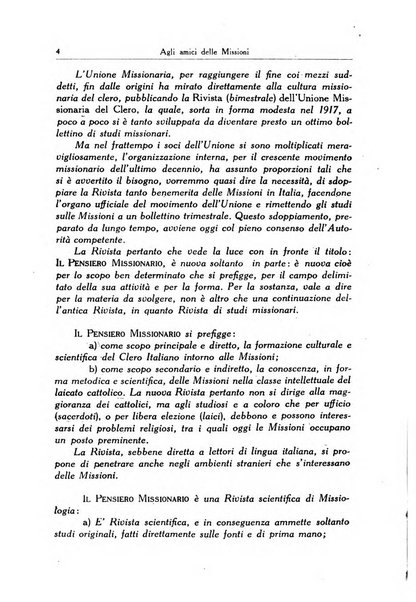 Il pensiero missionario periodico trimestrale dell'Unione missionaria del clero in Italia