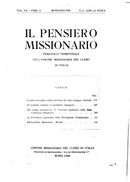 Il pensiero missionario periodico trimestrale dell'Unione missionaria del clero in Italia