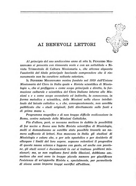 Il pensiero missionario periodico trimestrale dell'Unione missionaria del clero in Italia