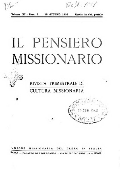 Il pensiero missionario periodico trimestrale dell'Unione missionaria del clero in Italia