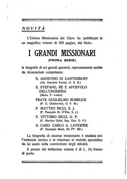 Il pensiero missionario periodico trimestrale dell'Unione missionaria del clero in Italia