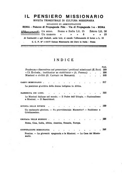 Il pensiero missionario periodico trimestrale dell'Unione missionaria del clero in Italia