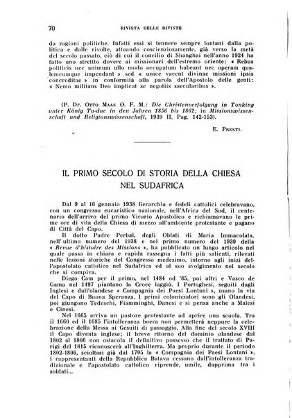 Il pensiero missionario periodico trimestrale dell'Unione missionaria del clero in Italia