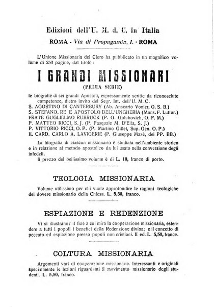 Il pensiero missionario periodico trimestrale dell'Unione missionaria del clero in Italia