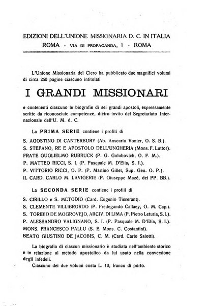 Il pensiero missionario periodico trimestrale dell'Unione missionaria del clero in Italia