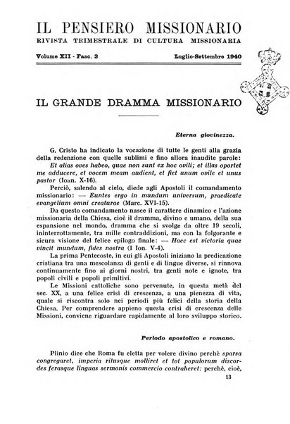 Il pensiero missionario periodico trimestrale dell'Unione missionaria del clero in Italia