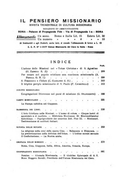 Il pensiero missionario periodico trimestrale dell'Unione missionaria del clero in Italia