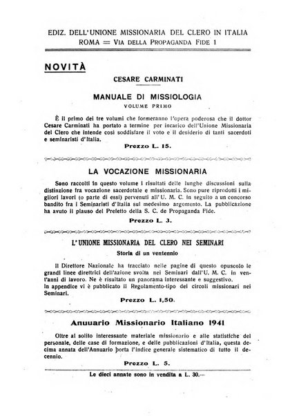 Il pensiero missionario periodico trimestrale dell'Unione missionaria del clero in Italia