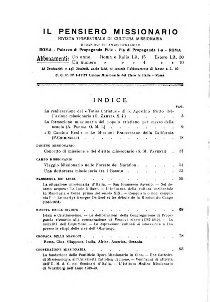 Il pensiero missionario periodico trimestrale dell'Unione missionaria del clero in Italia