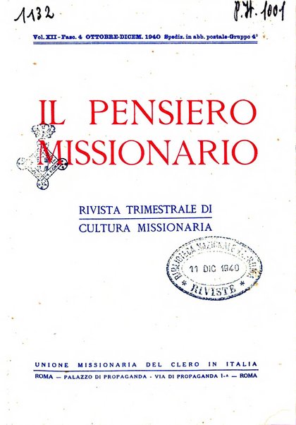 Il pensiero missionario periodico trimestrale dell'Unione missionaria del clero in Italia