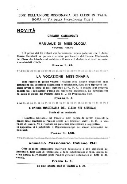 Il pensiero missionario periodico trimestrale dell'Unione missionaria del clero in Italia