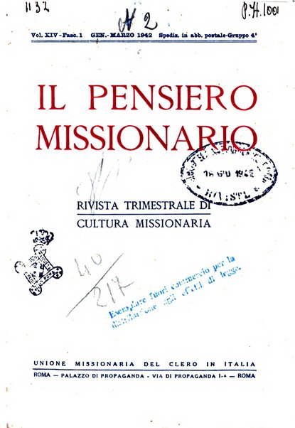 Il pensiero missionario periodico trimestrale dell'Unione missionaria del clero in Italia