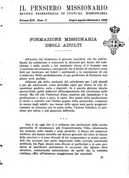 Il pensiero missionario periodico trimestrale dell'Unione missionaria del clero in Italia