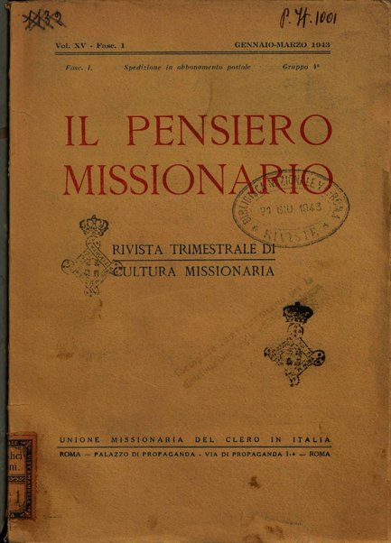 Il pensiero missionario periodico trimestrale dell'Unione missionaria del clero in Italia