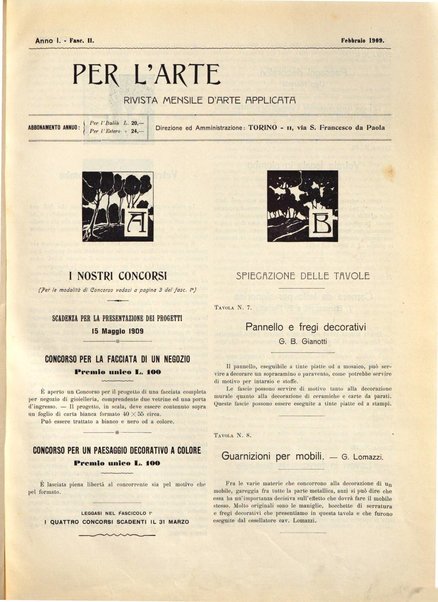 Per l'arte : rivista mensile d'arte applicata