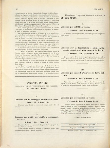 Per l'arte : rivista mensile d'arte applicata