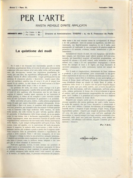 Per l'arte : rivista mensile d'arte applicata