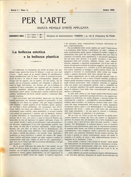 Per l'arte : rivista mensile d'arte applicata